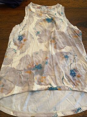 Calia White Floral Tank with Teal and Tan Accents